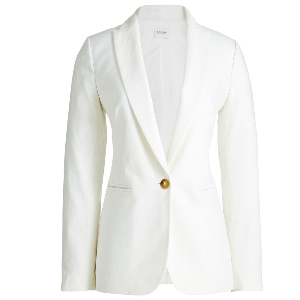 J. Crew Factory White Single-Button Shawl Collar Blazer